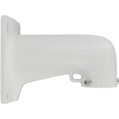 Suporte de parede branco em metal para câmara, com inscrição MAX 10Kg.