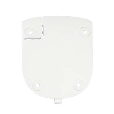 Tampa quadrada arredondada de plástico branco com orifícios e dobradiça