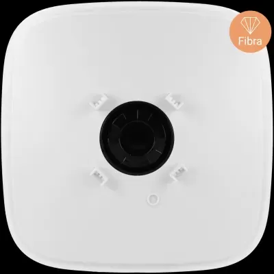 Tampa branca quadrada com peça preta no centro