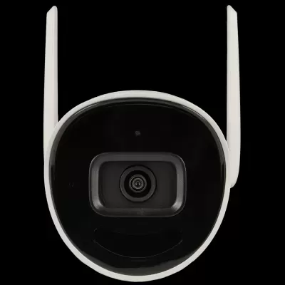 Câmara de segurança branca com lente preta oval