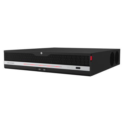Gravador digital de vídeo preto HIKVISION com portas USB frontais e ventiladores laterais
