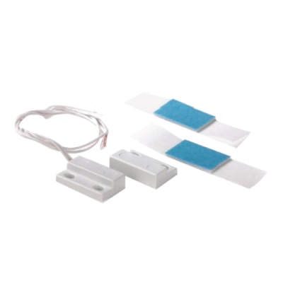Sensor magnético branco para portas ou janelas com fitas adesivas azuis