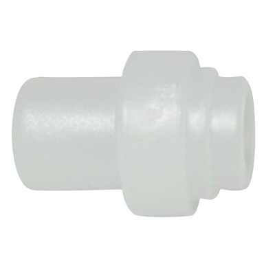 Conector de tubo plástico branco cilíndrico