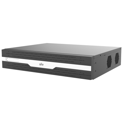 Aparelho electrónico preto com faixa branca e texto UNV