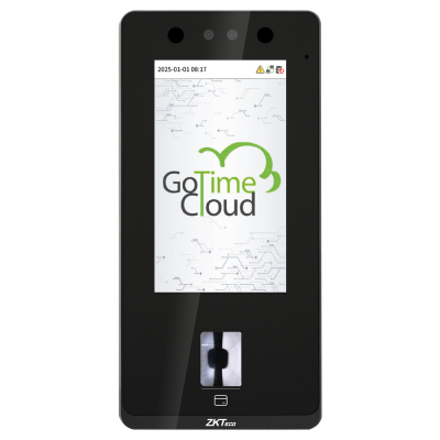 Dispositivo digital preto com ecrã colorido e leitor biométrico ZKTeco