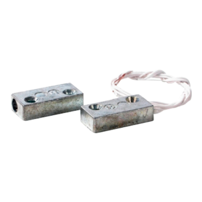 Sensor magnético de porta/janela metálico prateado com fio branco retorcido