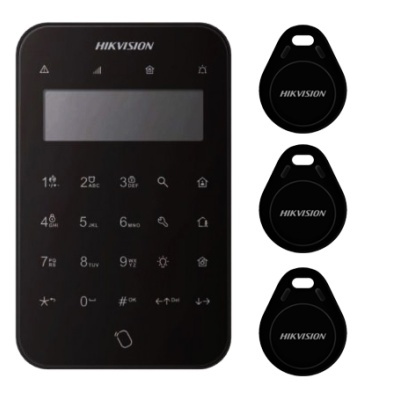 Leitor digital e três chaves RFID pretas HIKVISION