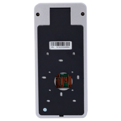 Dispositivo eletrônico com placa de circuito visível e código de barras na parte traseira