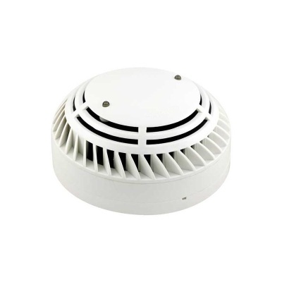 detector de fumo branco redondo com parafusos no topo