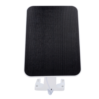 Painel solar pequeno preto com base branca