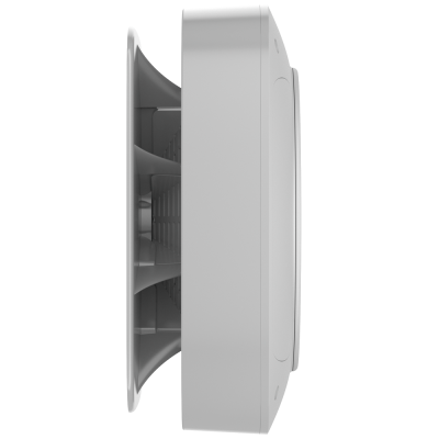 Ventoinha de parede branca vista lateral