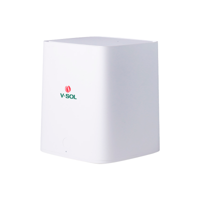 Dispositivo eletrónico branco com logo V-SOL