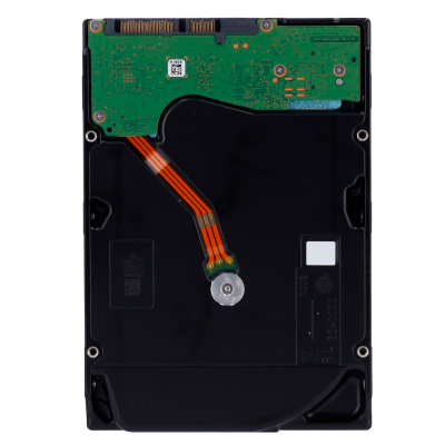 Disco rígido interno preto com placa verde e cabo laranja