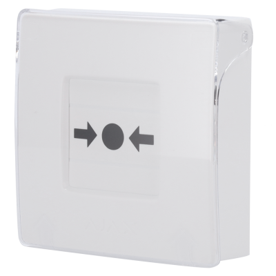 Caixa com botão vermelho de emergência e tampa transparente