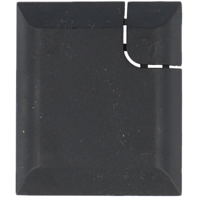 Caixa preta retangular com tampa no canto superior direito