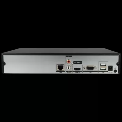 Dispositivo eletrônico preto e metálico com várias portas de conexão