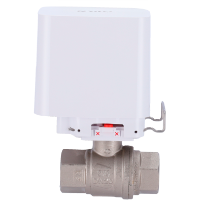 válvula elétrica com corpo metálico e caixa plástica branca