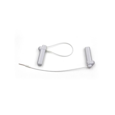 Auriculares brancos com fio e conector jack