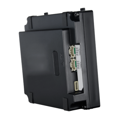 Dispositivo electrónico preto com conectores brancos