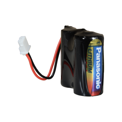 Bateria recarregável Panasonic Lithium preta com fios e conector branco
