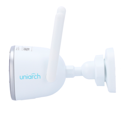 Câmara de vigilância branca uniarch com antena wifi e suporte ajustável