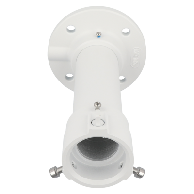 Suporte de montagem metálico branco com base redonda e parafusos