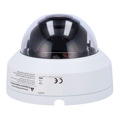 Câmara de segurança dôme com base branca e cúpula transparente