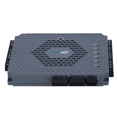 Módulo eletrónico cinzento com terminais e padrão hexagonal