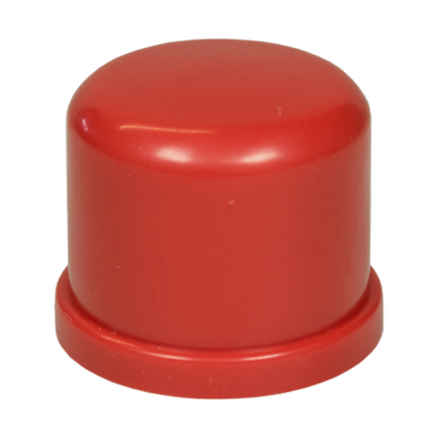 Tampa redonda vermelha de plástico com superfície lisa e acabamento brilhante
