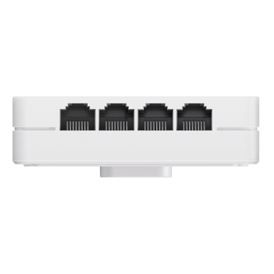 Dispositivo branco com quatro portas Ethernet RJ45