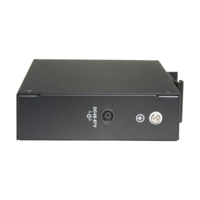 Dispositivo eletrônico preto com conector e texto DC48-57V -C-