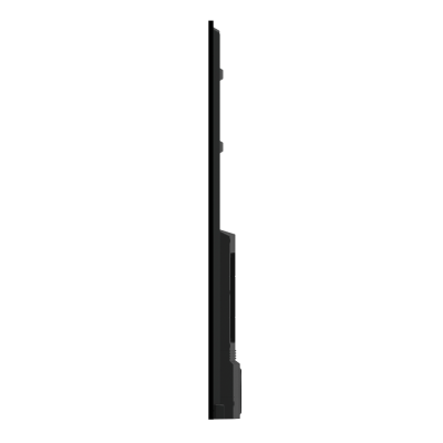 Lateral de monitor ou televisão preta, vista de perfil
