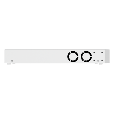 Dispositivo eletrónico branco com duas ventoinhas circulares pretas