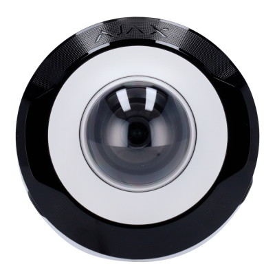 Câmara de videovigilância domo preta e branca com lente central