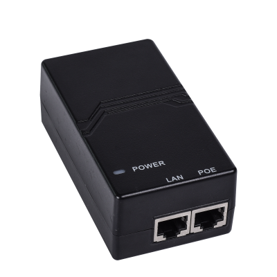 Adaptador preto de rede com LAN e POE e indicador de power