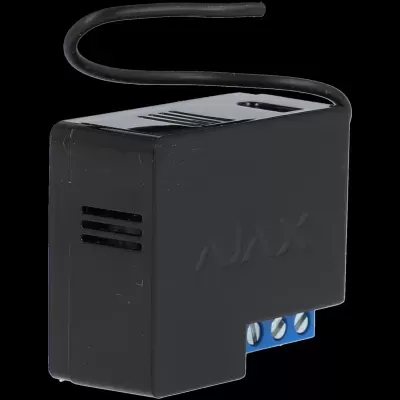 Dispositivo eletrônico preto AJAX com cabo e conectores azuis