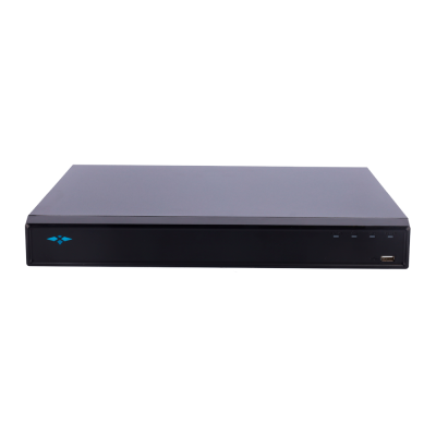 Aparelho eletrónico preto retangular com luzes indicadoras e porta USB