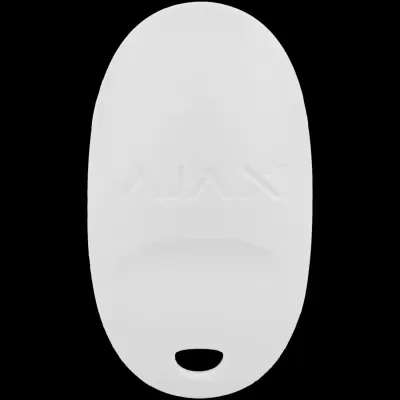 Dispositivo branco oval com palavra AJAX em relevo