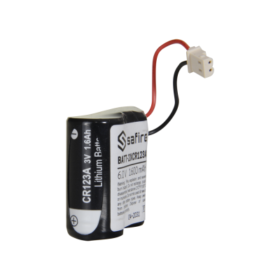 Bateria de lítio Safire preta com cabo vermelho e preto e conector branco