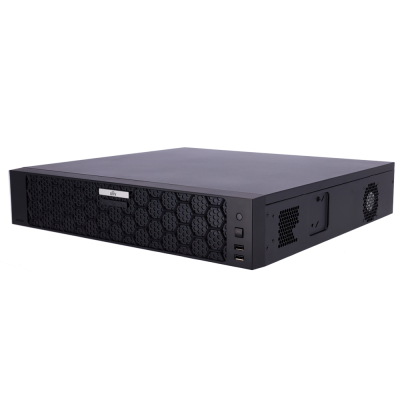 Rádio gravador de som preto com padrão hexagonal e entradas USB