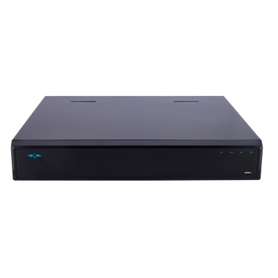 Equipamento eletrônico preto retangular com luzes e porta USB