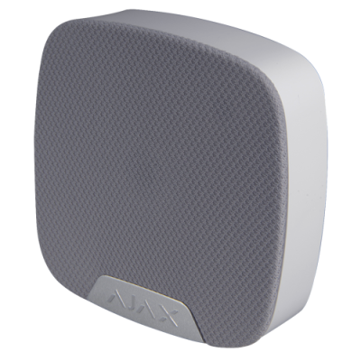 Sensor de movimento cinzento e branco com texto AJAX