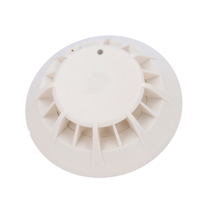 Detector de fumo branco com design circular e aros triangulares