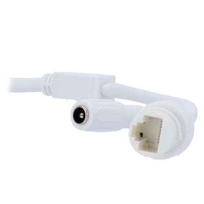 Cabos brancos com ficha DC e ficha RJ45