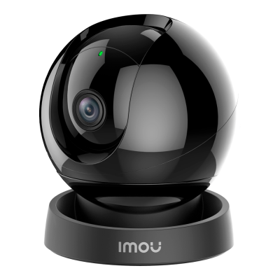 Câmara de vigilância preta com base redonda e logótipo IMOU