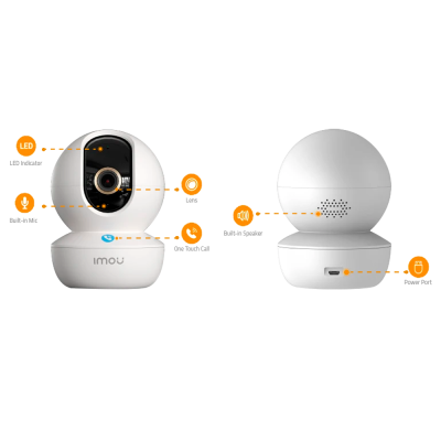 Câmara de vigilância branca imou com indicadores e ligações visíveis
