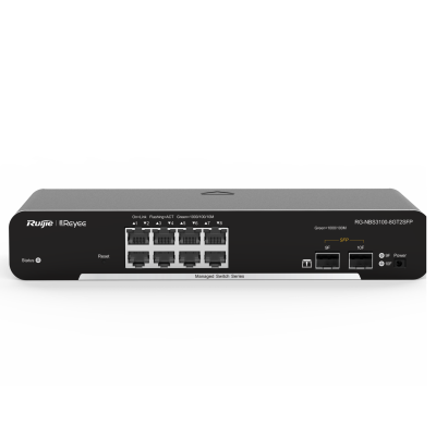 Switch de rede Ruijie RG-NBS3100-8GT2SFP cinza escuro com portas Ethernet e SFP