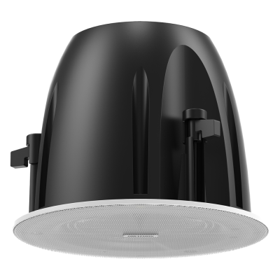 Coluna de tecto embutida preta com grelha branca redonda