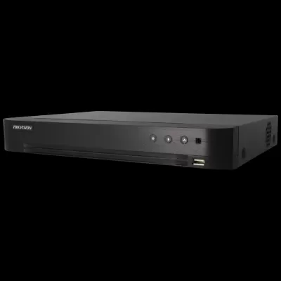 Dispositivo eletrônico preto com botões e entrada USB