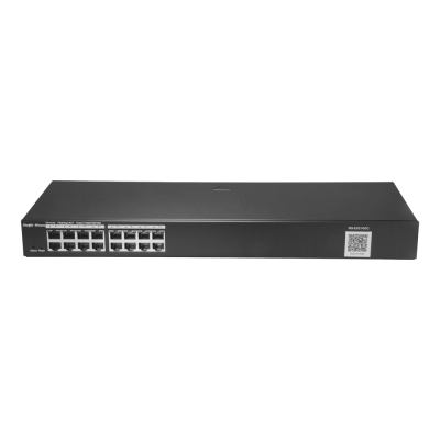 Switch de rede Cisco SG110-16 preto com 16 portas Ethernet